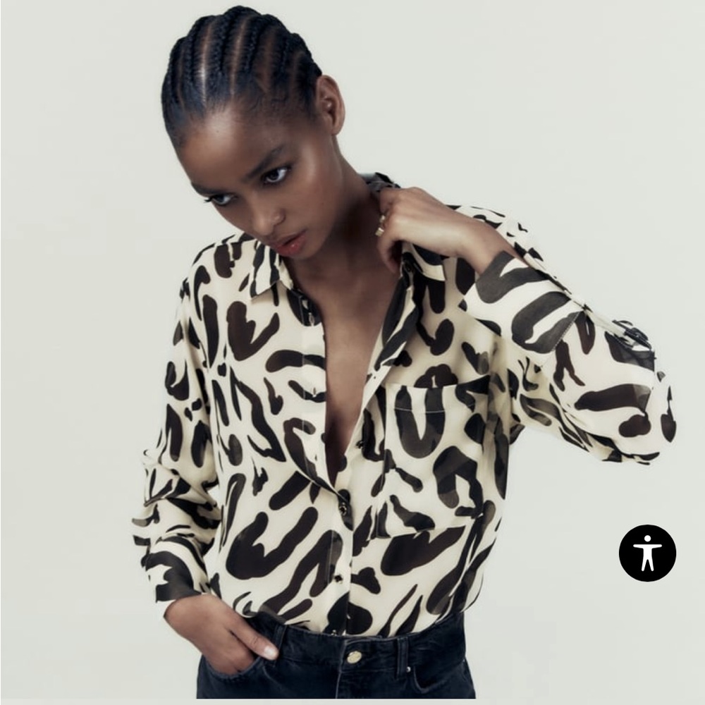 Zara mesh animal print shirt
